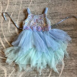 Blue sequin tulle dress